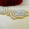 6.25 Inch Gold Rhinestone Beaded Modern Bow Applique Iron On Patch for Garment Embellishment